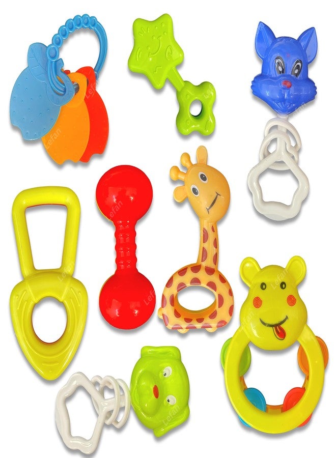 Lefan Baby Products Toys 8 Pcs Rattle Set with Teathers for Newborn Baby Gifts Toy for Babies Children Rattles Set 6-12 Months Teething Toys 3-6 Months Newborn Boy Girl - Image 1
